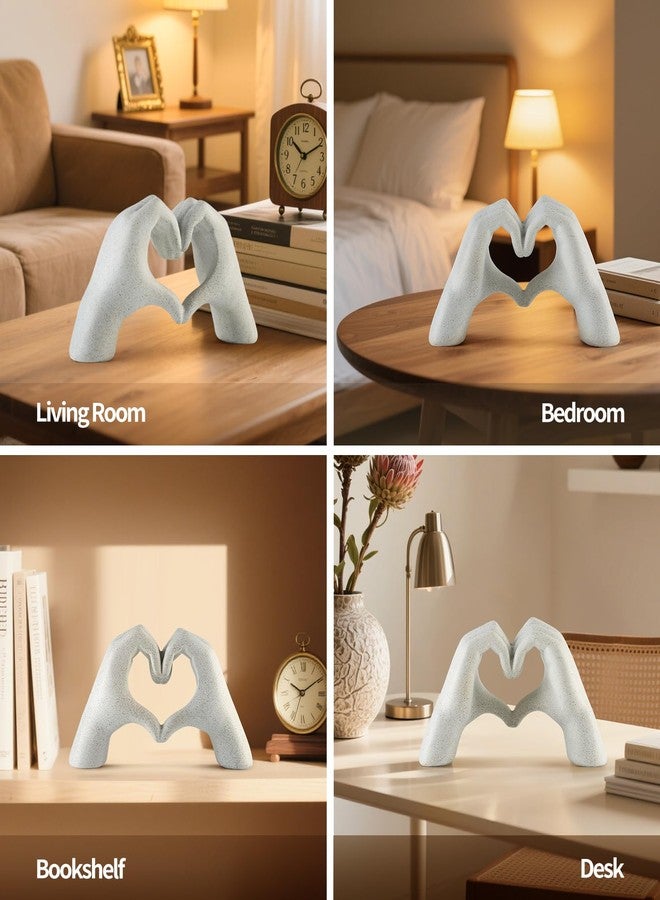 Magicsculp White Heart Hands Sculpture - 9.4" W Modern Home Decor Sculpture for Shelves, Desk & Living Room, Minimalist Shelf Decorations, Heart Hands Decor - Image 4